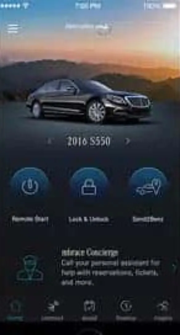 Mercedes me app home screen (Before)